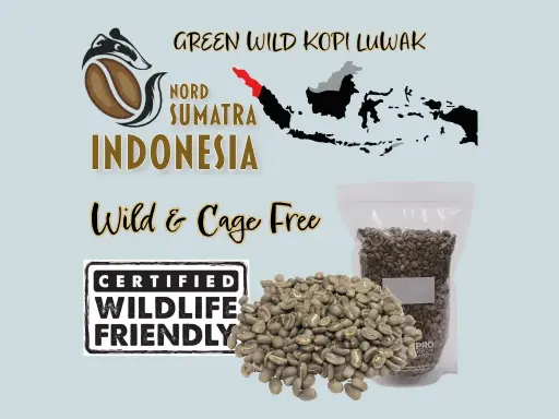[COGR-WJB-SANAT-10kg] Green Coffee "LUWAK" WILD Certified, Da'Gabo, Grade 1 TP, Sumatra Indonesia, Washed, 10kg